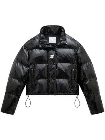 Courrèges Vinyl Down Jacket In Black