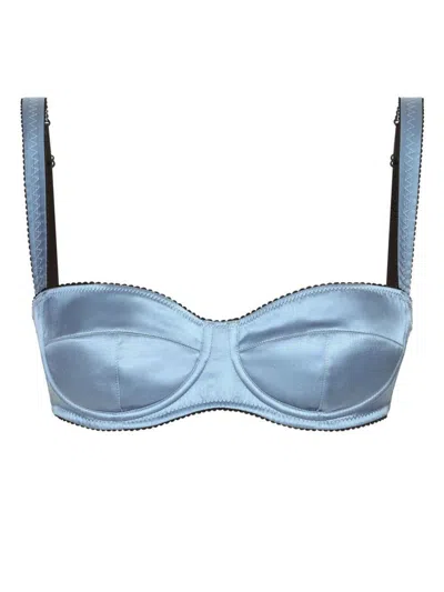 Dolce & Gabbana Satin Trim Balconette Bra In Pink & Purple