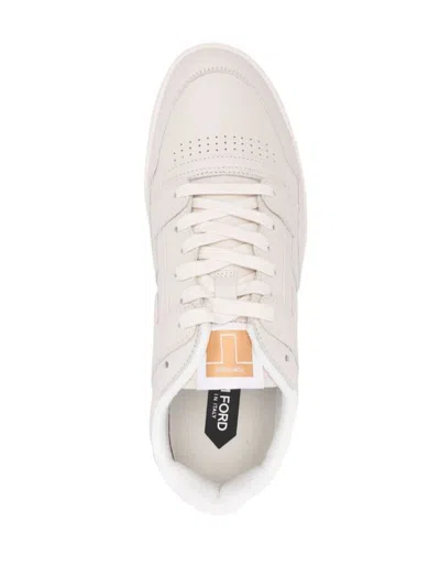 Tom Ford Round Head Lacing Low-cut Casual Sneakers In White