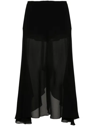 Shop Chloé Sheer Silk Trousers In Black