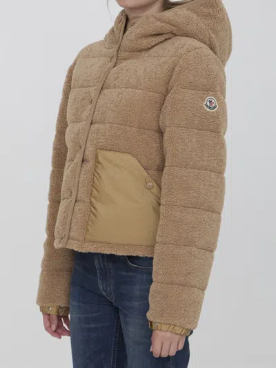 Moncler Audrieu Shell-trimmed Fleece Jacket In Beige