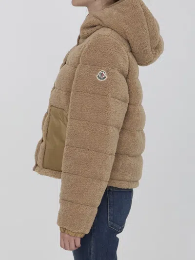 Moncler Audrieu Shell-trimmed Fleece Jacket In Beige
