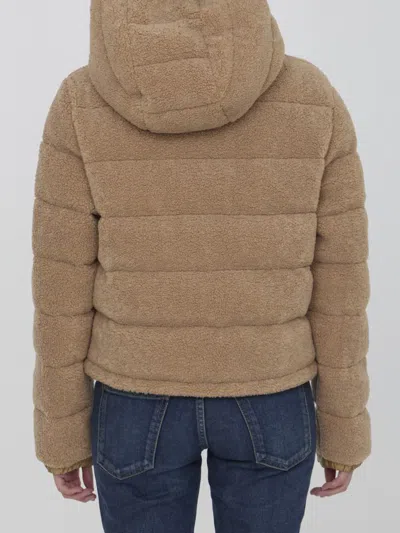 Moncler Audrieu Shell-trimmed Fleece Jacket In Beige