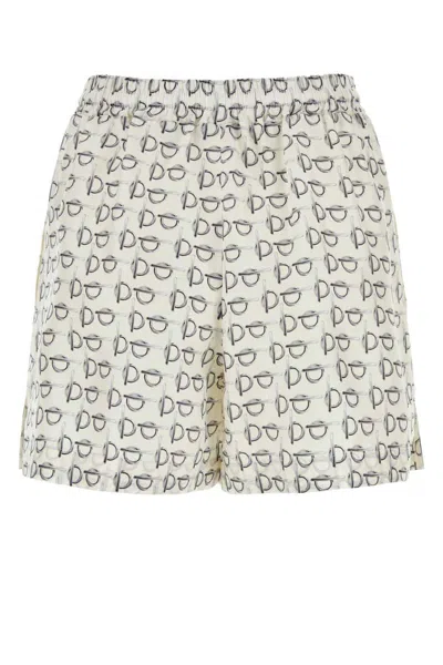 Burberry B Closure Print Silk Shorts In Printed