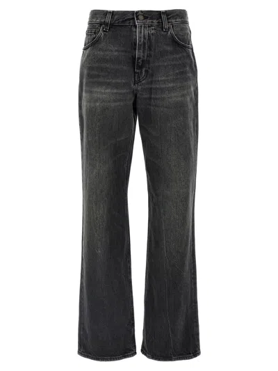 Haikure 'korea' Grey Jeans With Faded Effect And Logo Patch On The Back In Black