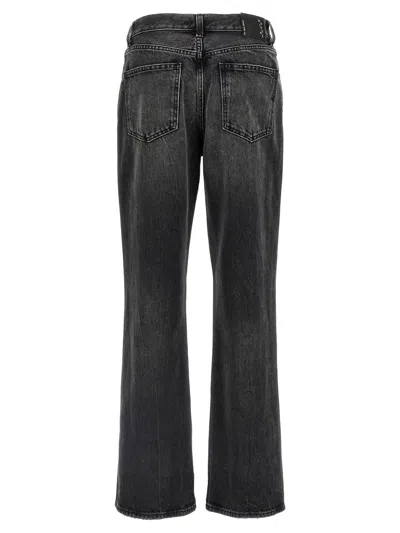 Haikure 'korea' Grey Jeans With Faded Effect And Logo Patch On The Back In Black