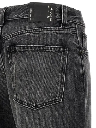 Haikure 'korea' Grey Jeans With Faded Effect And Logo Patch On The Back In Black