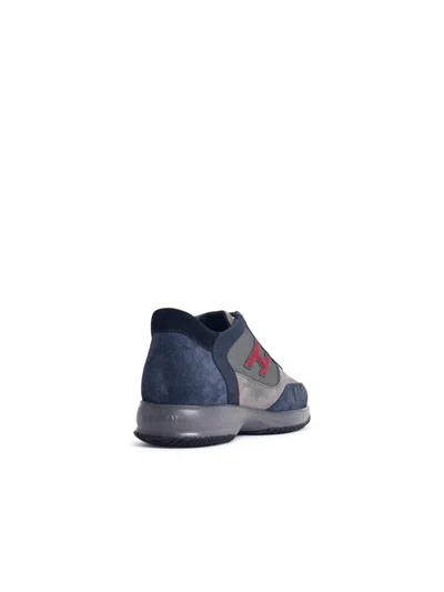Hogan Interactive H Suede Low-top Sneakers In Blue