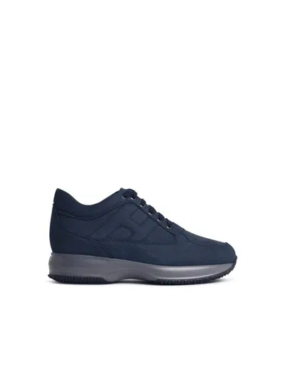 Hogan Sneakers Interactive Uomo Camoscio Blu/denim In Navy
