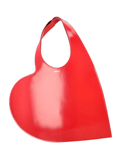 Shop Coperni Heart Tote Gloss Leather In Red