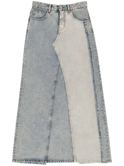 Shop Mm6 Maison Margiela Long Denim Skirt In Blue