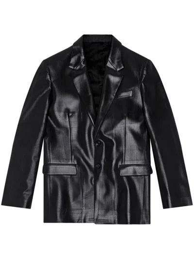 Shop Diesel Stanley Leather Blazer Clothing In Black