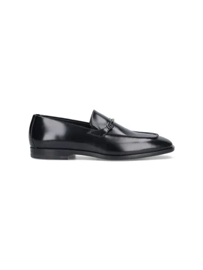 Ferragamo Gancini Loafers In Black