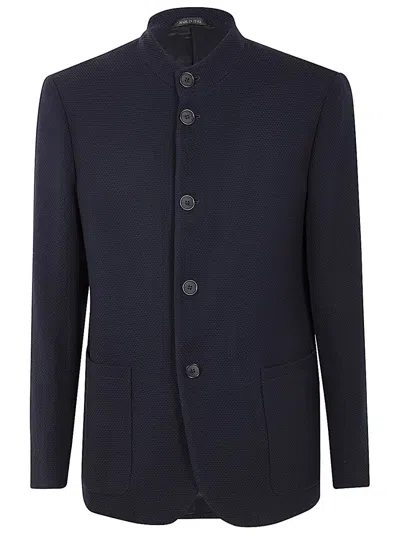 Giorgio Armani Guru Wool Single-breasted Jacket In Blue