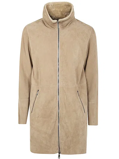 Giorgio Brato Classic Sheepskin With Central Zip In Brown