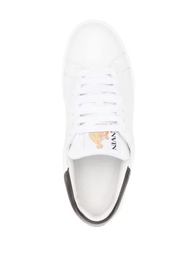 Shop Lanvin Ddb0 Sneaker With Contrasted Embroideries Shoes In White