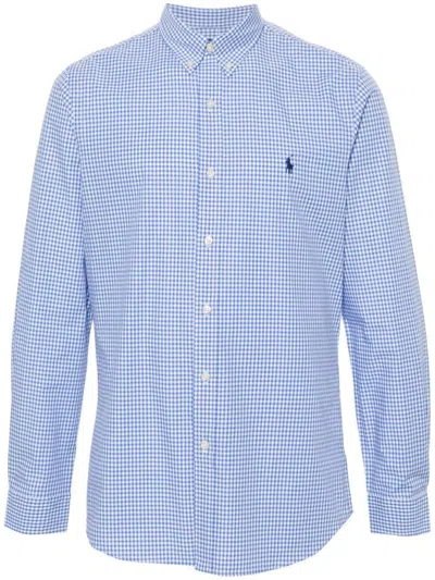 Polo Ralph Lauren Slim Fit Checked Stretch Poplin Shirt In Blue