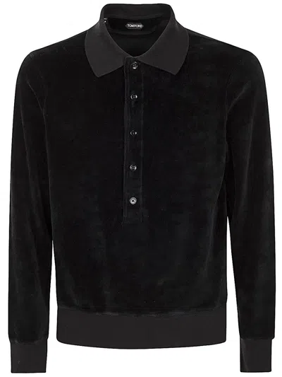 Shop Tom Ford Modal Velour Is Polo Clothing In Black