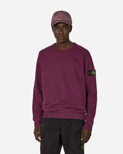Stone Island Men Burgundy Brushed Organic Cotton Crewneck Sweatshirt In Red