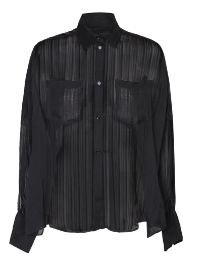 Rev Black Silk Organza Shirt In Black