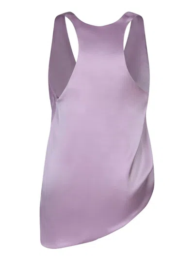 Rev Asymmetrical Lilac Satin Top In Purple