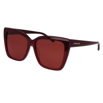 Ferragamo Sleek Logo Acetate Square Sunglasses In Bordeaux