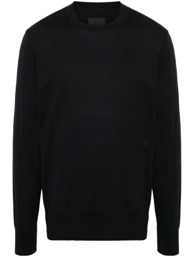 Givenchy Cotton-silk Blend Crewneck Sweater With Embroidered Logo In Brown