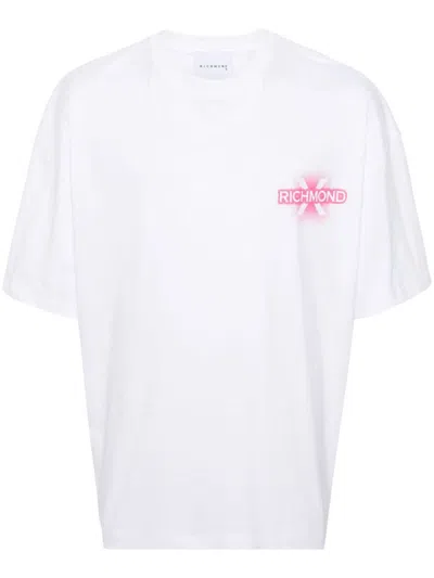 Shop John Richmond Howell Cotton T-shirt With Slogan In White