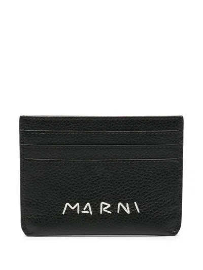 Marni Textured Wallet With Subtle Branding In Black