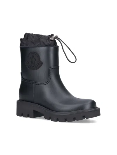 Shop Moncler 'kickstream' Black Leather Blend Desert Boots