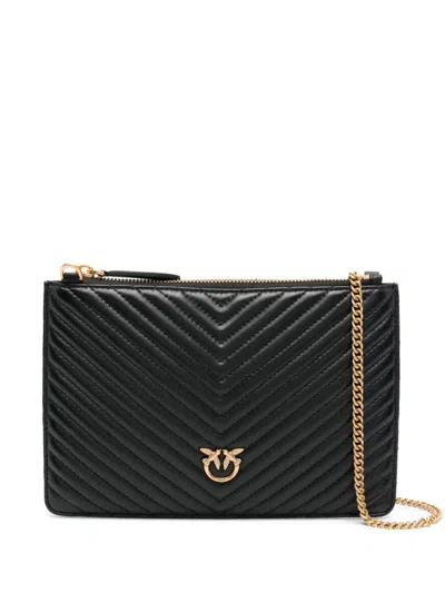 Shop Pinko Flat Classic Crossbody Bag In Black