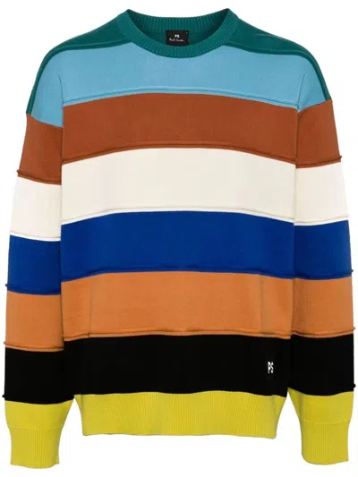 Shop Ps By Paul Smith Ps Paul Smith Striped Crewneck Sweater In Multicolour