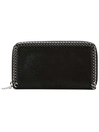 Stella Mccartney Falabella Chain Detail Zip-around Wallet In Black