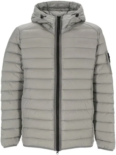 Shop Stone Island Recycled Nylon Loom Woven Chambers Down Jacket In Grey