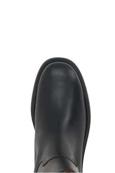 Tod's Refined Black Leather Ankle Boots With Block Heel In Black