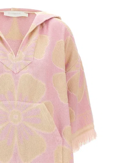 Shop Zimmermann Logo Towelling Mini Dress In Pink