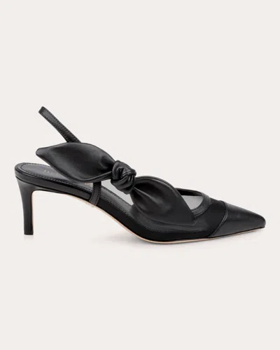 Dee Ocleppo Women's Caracas Knotted Bow Leather And Mesh Slingback Pump In Black