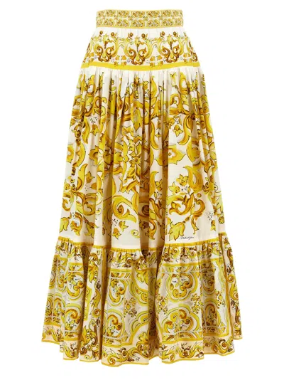 Shop Dolce & Gabbana Maiolica Skirts In Yellow