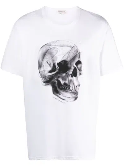 Shop Alexander Mcqueen Skull Print Organic Cotton T-shirt In White