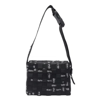Alexander Wang Adjustable Strap Rectangular Woven Texture Shoulder Bag In Black