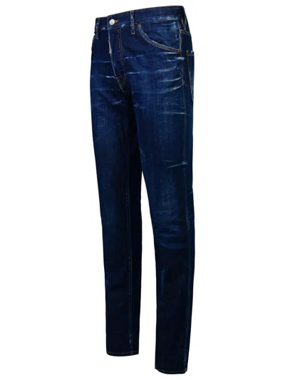 Dsquared2 Five Pocket Stretch Denim Trousers With Localized Wear Washing