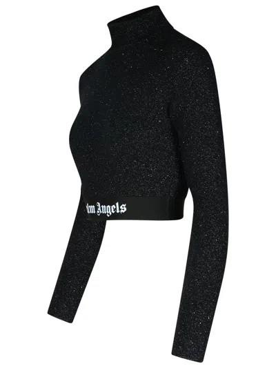 Palm Angels Crop Top In Black Viscose Blend