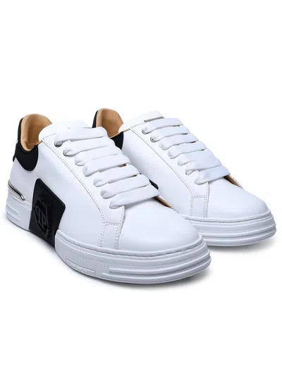 Philipp Plein Low-top Sneakers With Calf Leather Upper In White