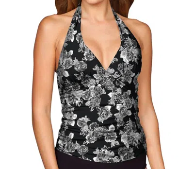 Kallure Shirred Halter Tankini Top In La Flor In Multi