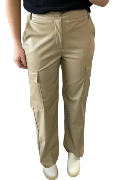 Hyfve Leather Cargo Pants In Taupe In Grey