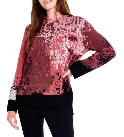 Nic + Zoe Scenic Sweater In Red Multi In Multi