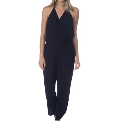 Green Dragon Halter Jumpsuit In Black In Black