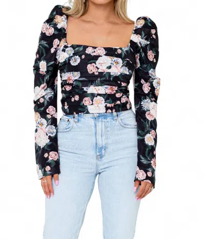 BUDDYLOVE DUTCHESS PLEATED LONG SLEEVE TOP IN SLEEPING GARDEN 