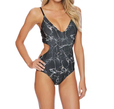 Luxe By Lisa Vogel Rock Solid Cut Out One Piece Swimsuit In Black Onyx In Black