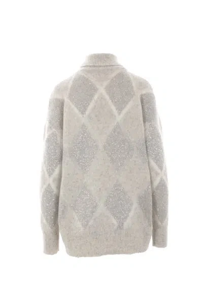 Shop Brunello Cucinelli Sweaters In Pearl Gray+quartz+gray